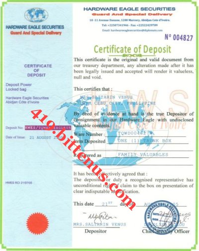 certifcate of deposit